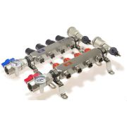 KAS5011 Коллекторная группа TIM нерж. 11 контур. с расходомерами (ПОЛНЫЙ комплект с кранами)